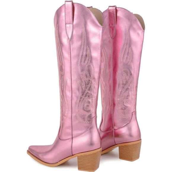 NEW  Western Cowboy Boots for Women - Knee High Wide Calf Cowgirl Boots - Picture 4 of 6